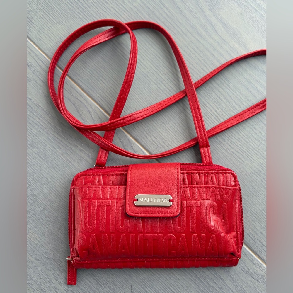 Nautica Vibrant Red Embossed Crossbody Bag